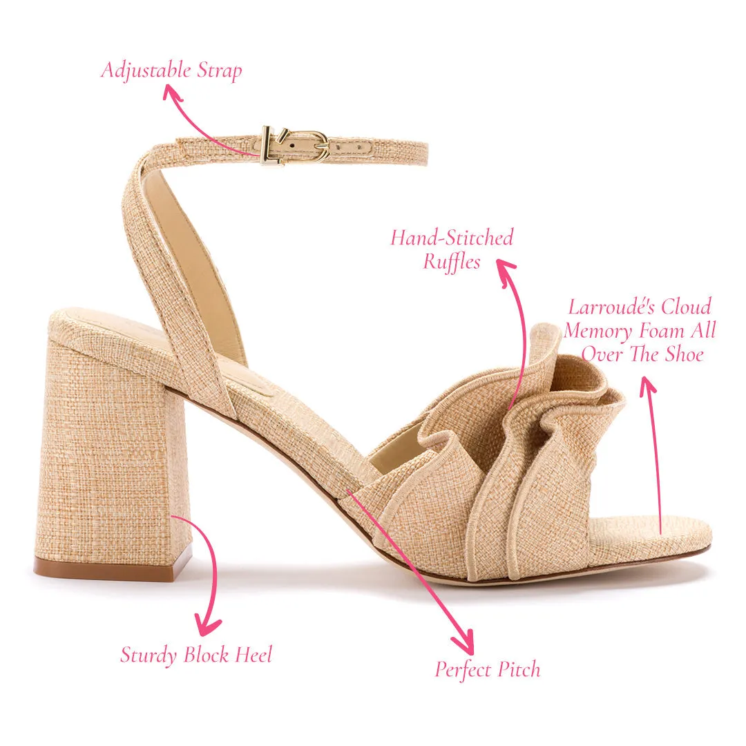 Selena Ruffle Sandal In Beige Raffia sold by Larroude product image thumbnail 5
