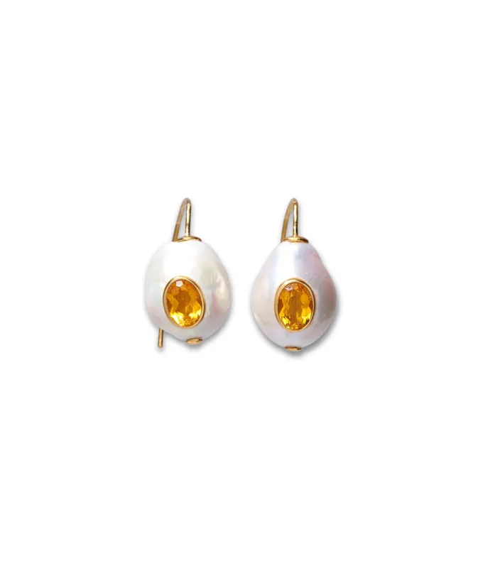 Pearl Pablo Earrings in Citrine sold by Larroude