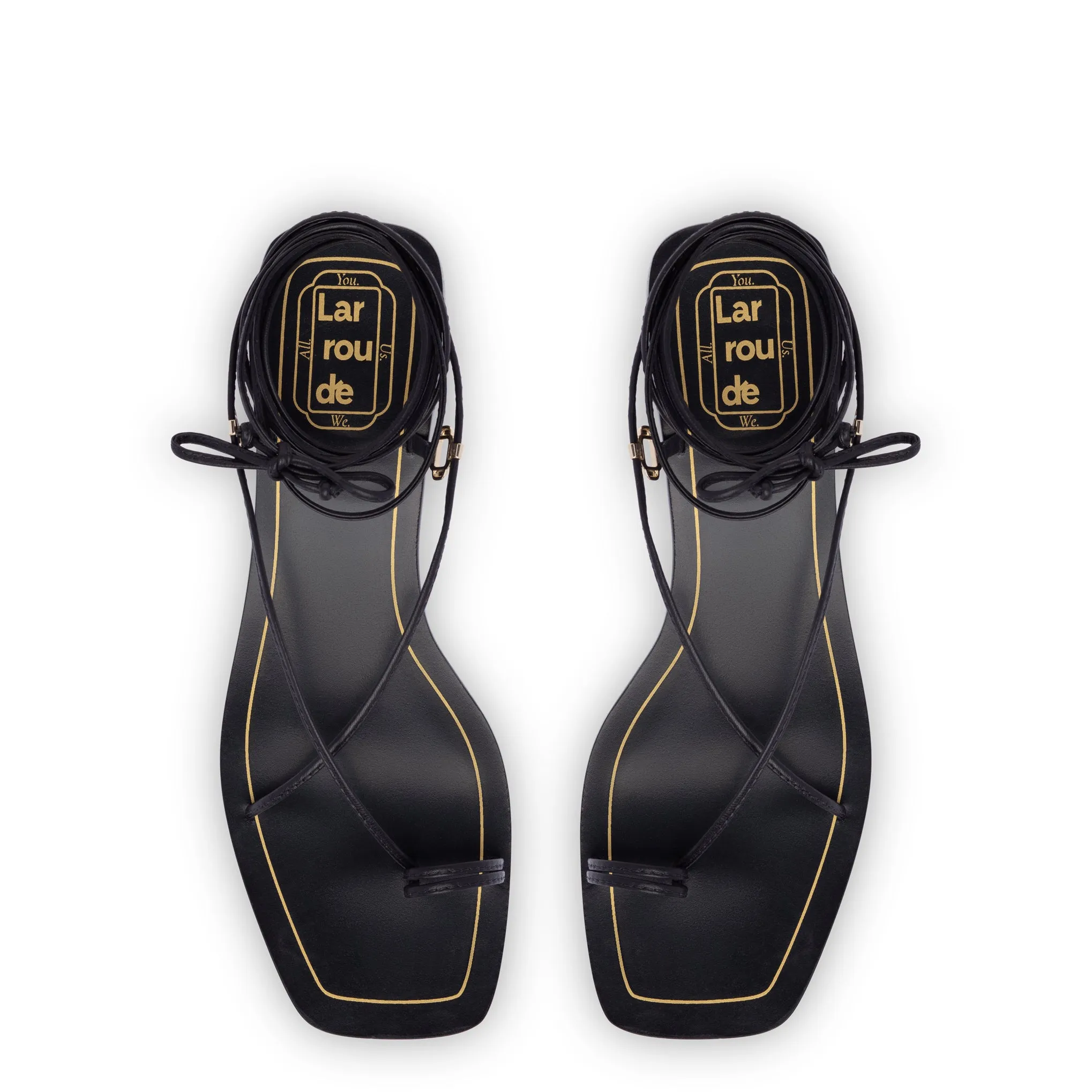Portofino Flat Sandal In Black Leather sold by Larroude product image thumbnail 3