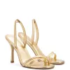 Annie Sandal In Gold Metallic Leather sold by Larroude