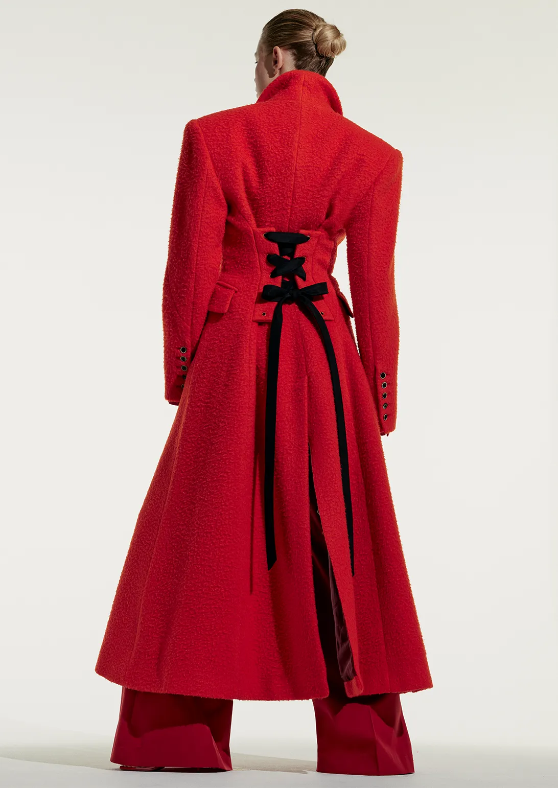 *CJR EXCLUSIVE* CINCHED LACED BACK COAT sold by Larroude