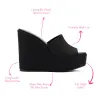 Larroudé x Jennifer Fisher Wedge Mule In Black Raffia sold by Larroude