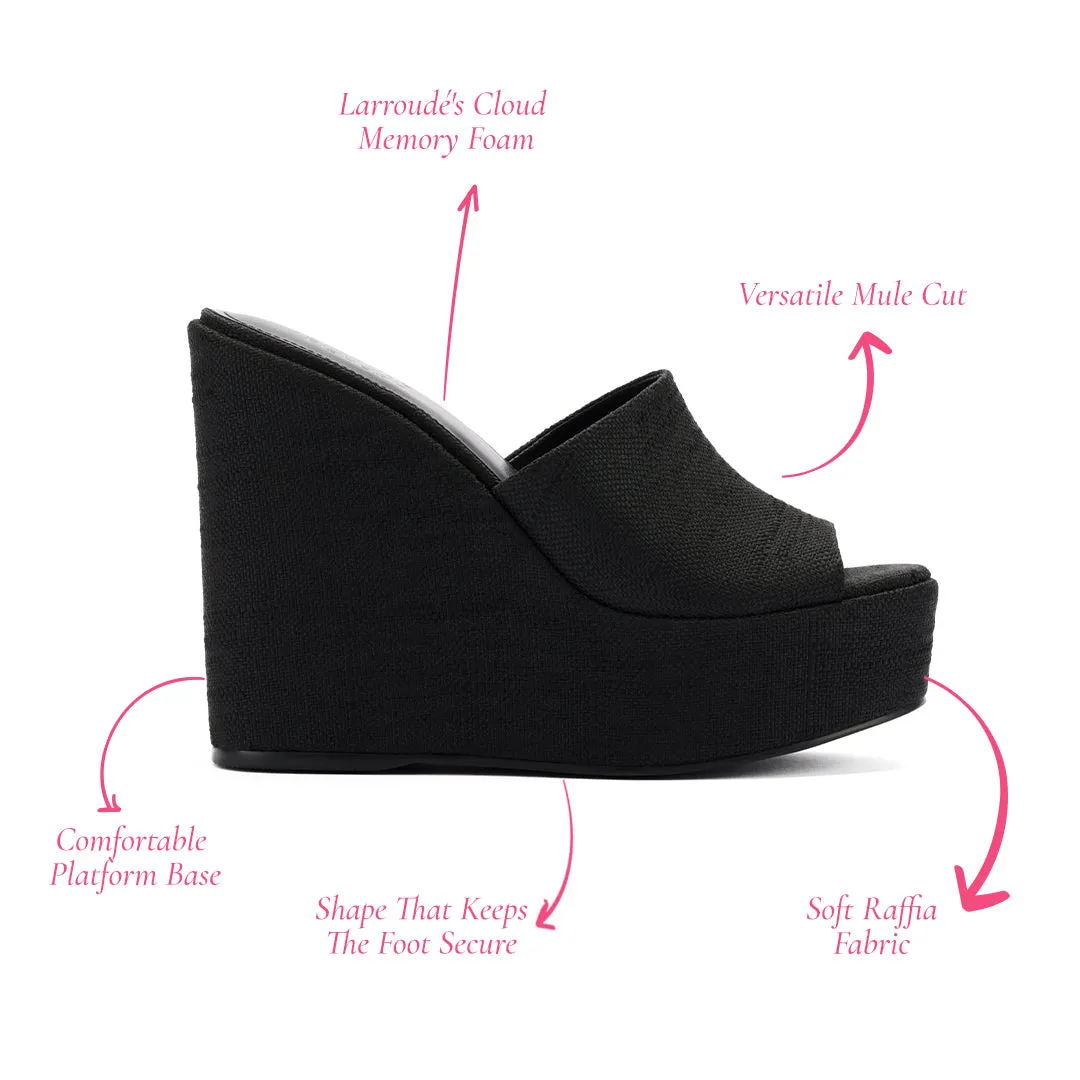 Larroudé x Jennifer Fisher Wedge Mule In Black Raffia sold by Larroude product image thumbnail 5