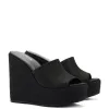 Larroudé x Jennifer Fisher Wedge Mule In Black Raffia sold by Larroude
