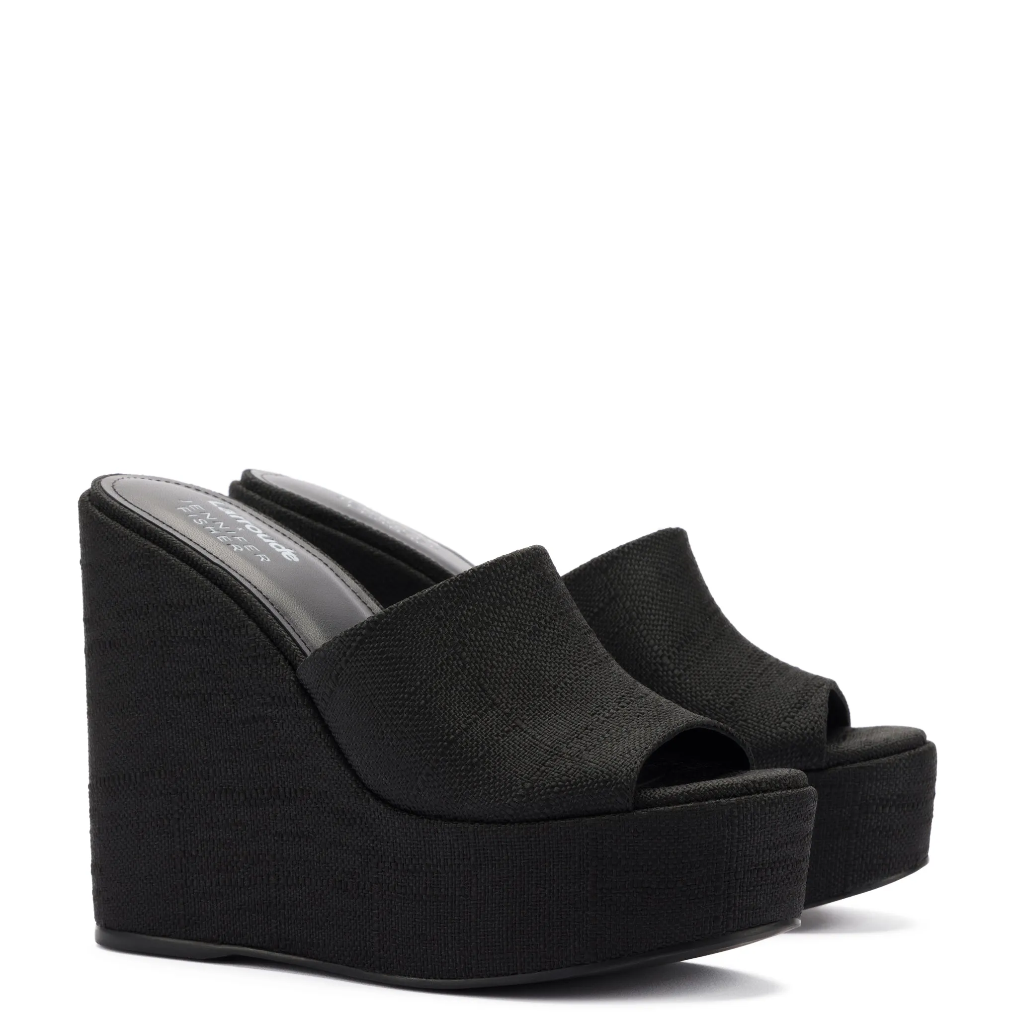 Larroudé x Jennifer Fisher Wedge Mule In Black Raffia sold by Larroude product image thumbnail 2