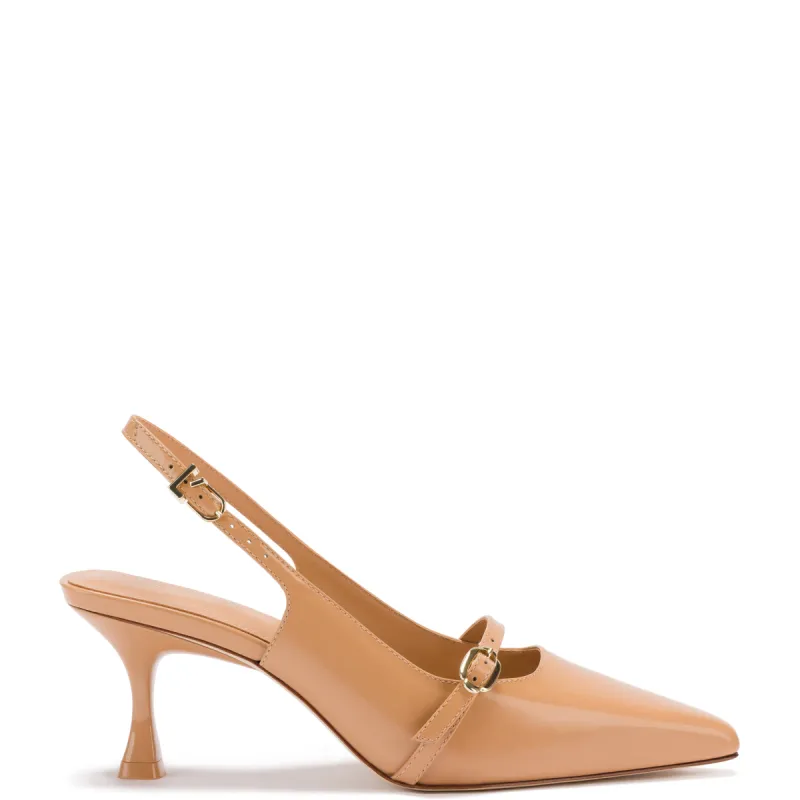 Ines Pump In Tan Leather sold by Larroude