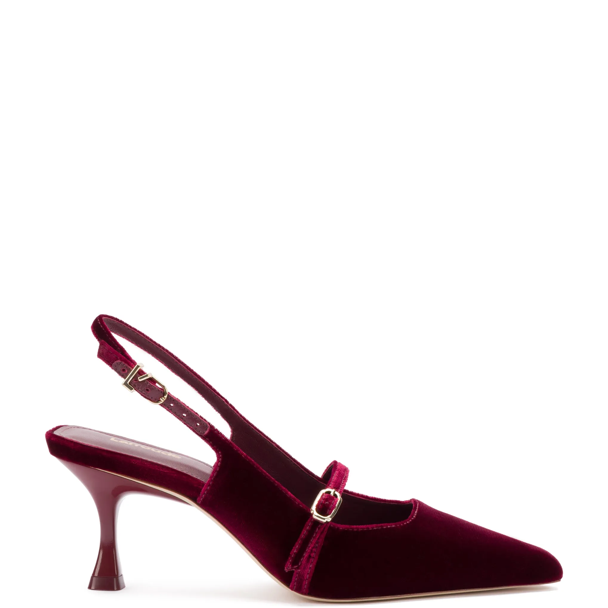 Ines Pump In Wine Velvet sold by Larroude