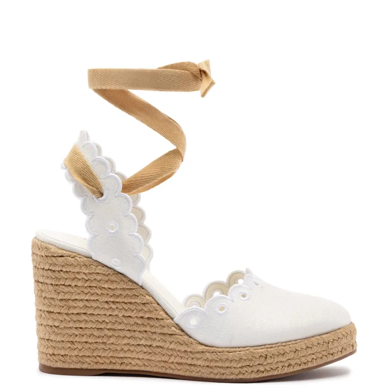 Poppy Espadrille In White Fabric sold by Larroude
