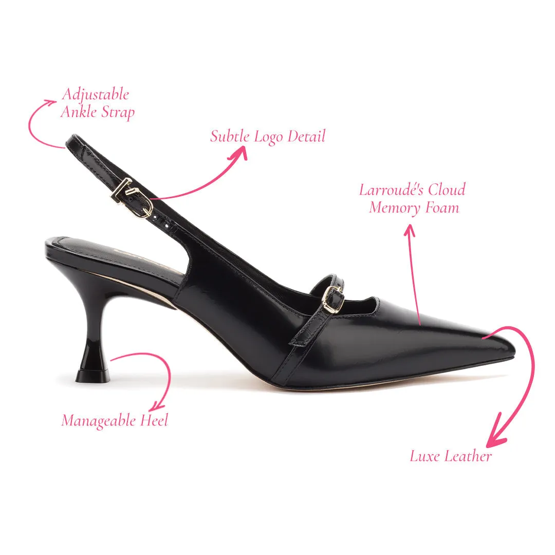 Ines Pump In Black Leather sold by Larroude product image thumbnail 5