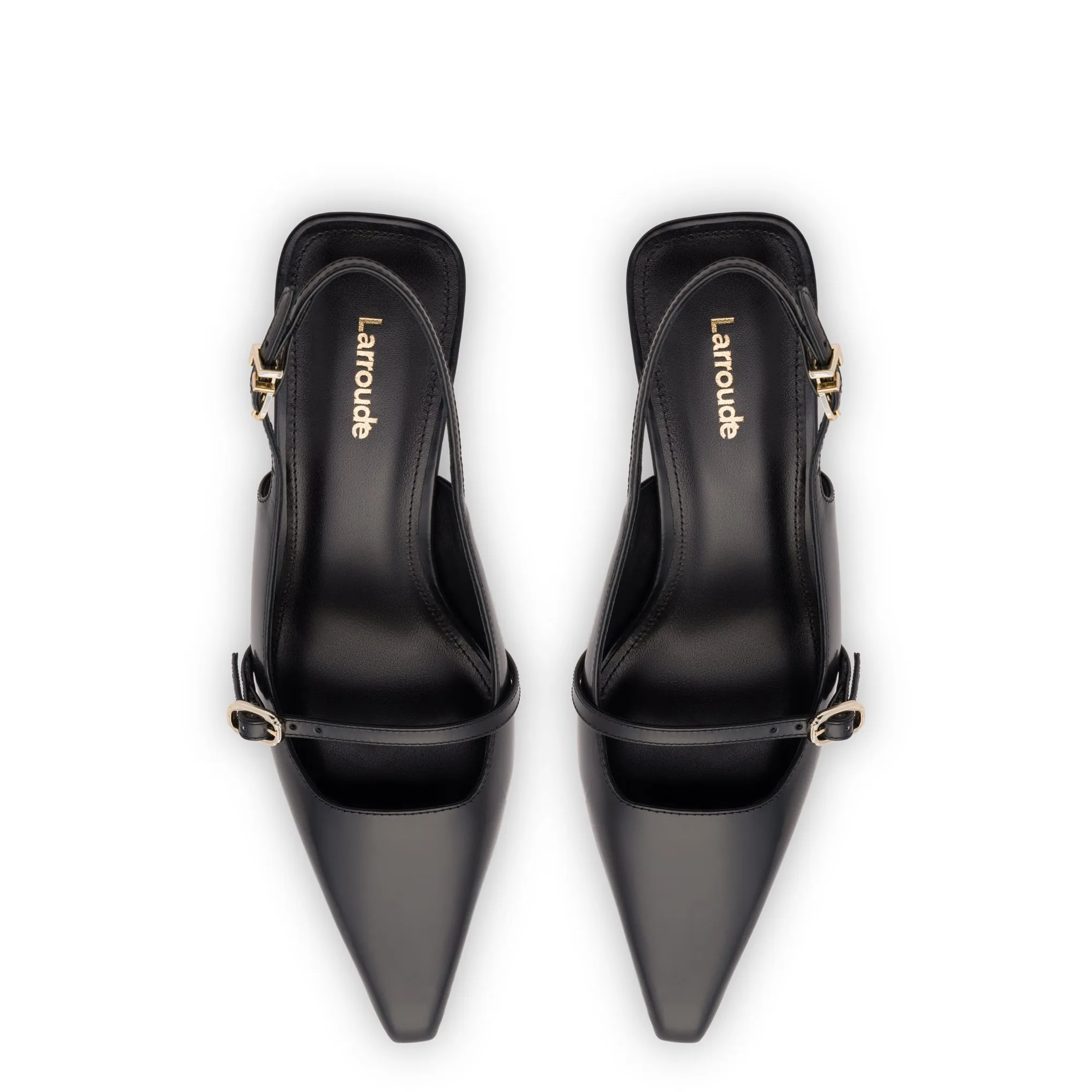 Ines Pump In Black Leather sold by Larroude product image thumbnail 3