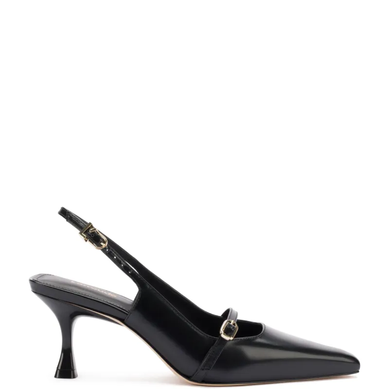 Ines Pump In Black Leather sold by Larroude
