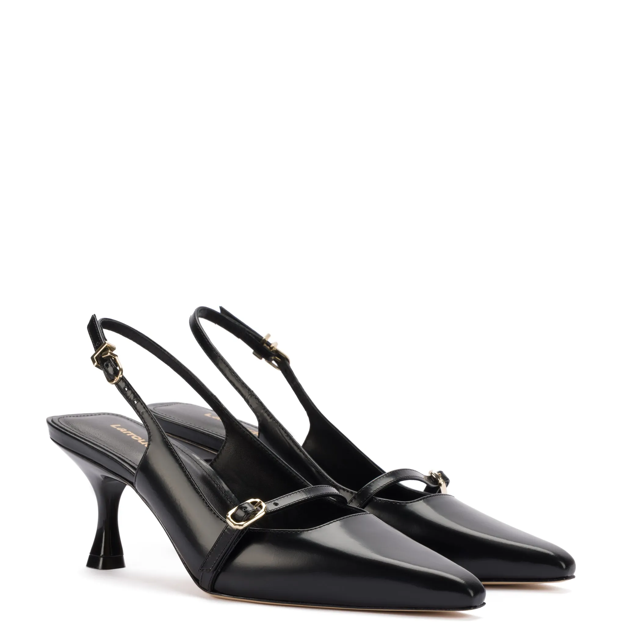 Ines Pump In Black Leather sold by Larroude product image thumbnail 2
