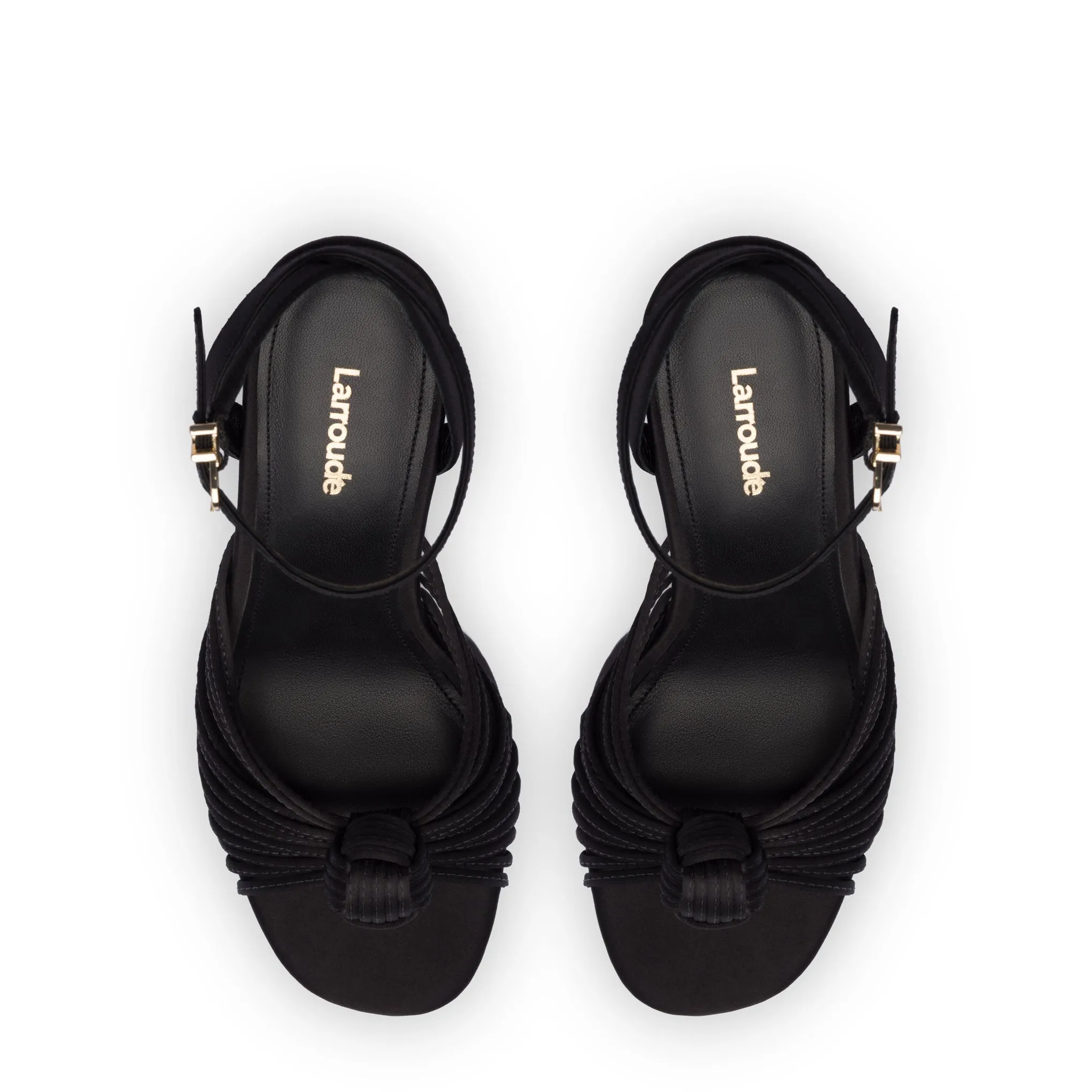 Valerie Platform Sandal In Black Satin sold by Larroude product image thumbnail 3