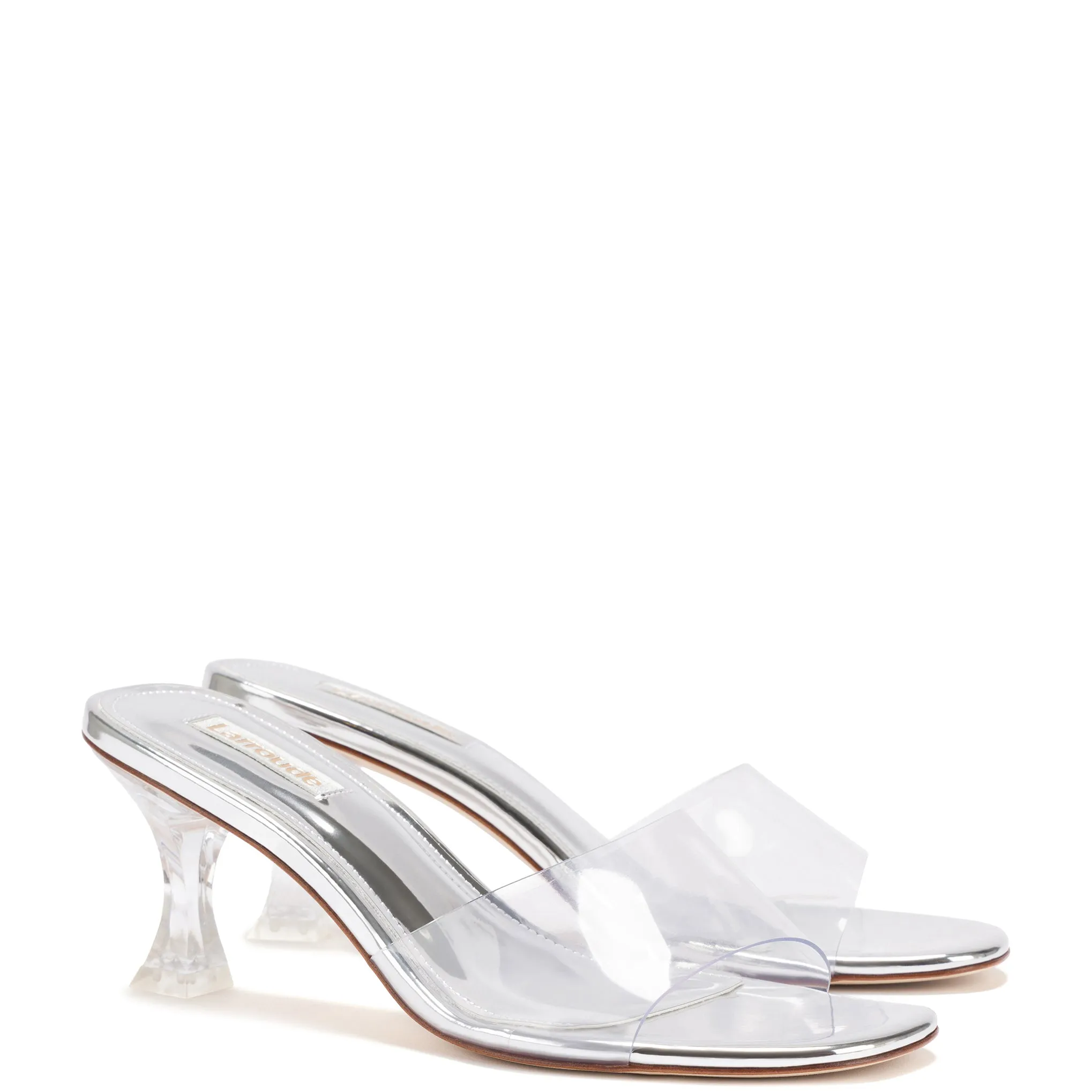 Vivi Lucite Hi Mule In Silver Specchio sold by Larroude product image thumbnail 2