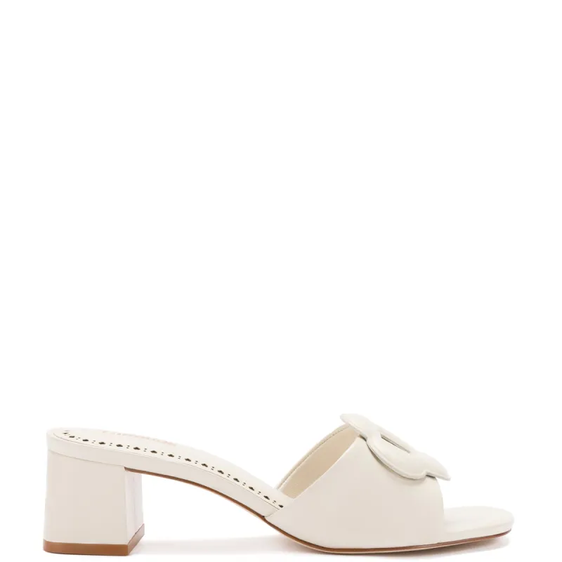 Flora Mule In Ivory Leather sold by Larroude