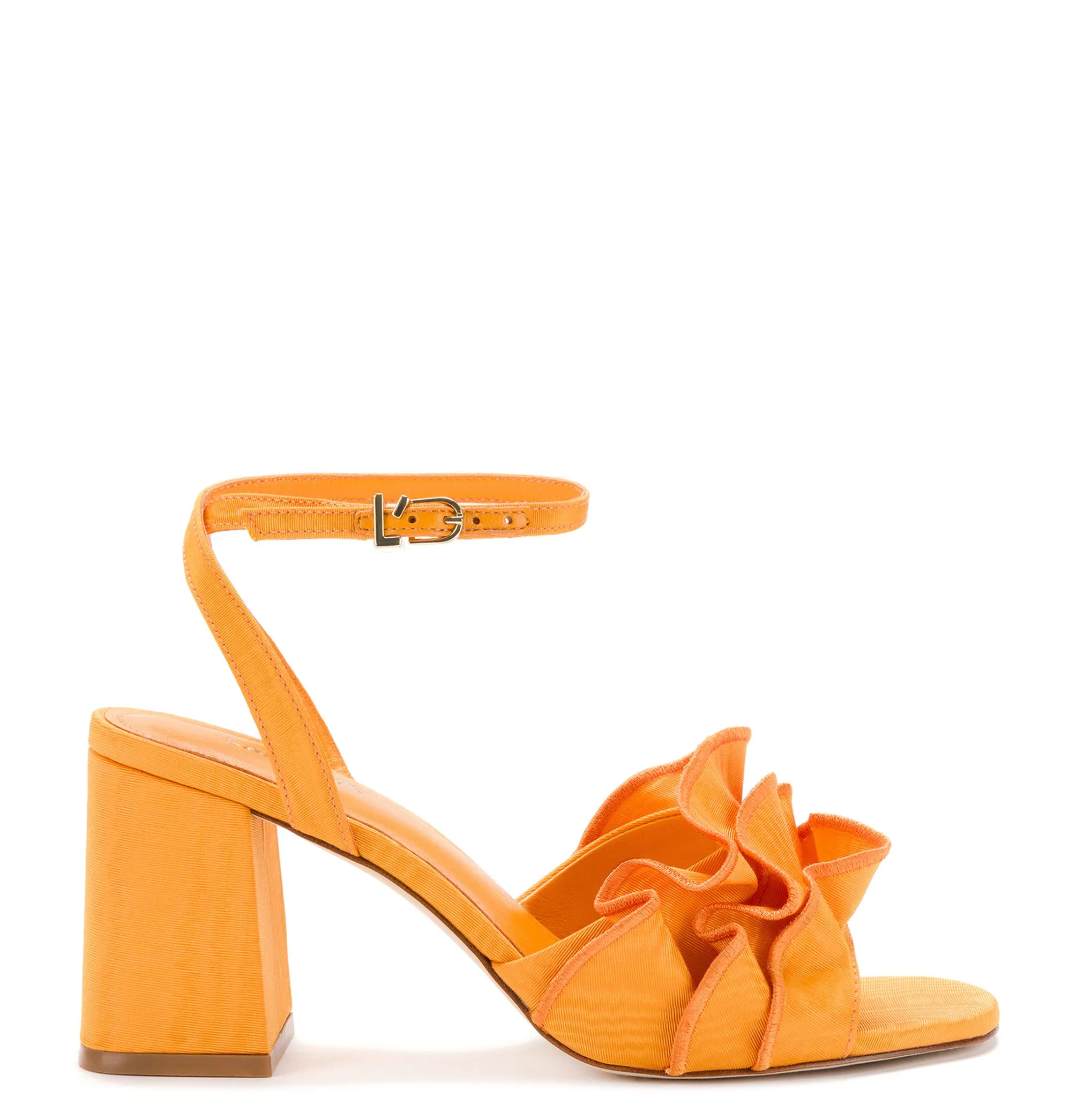 Selena Ruffle Sandal In Mango Fabric sold by Larroude