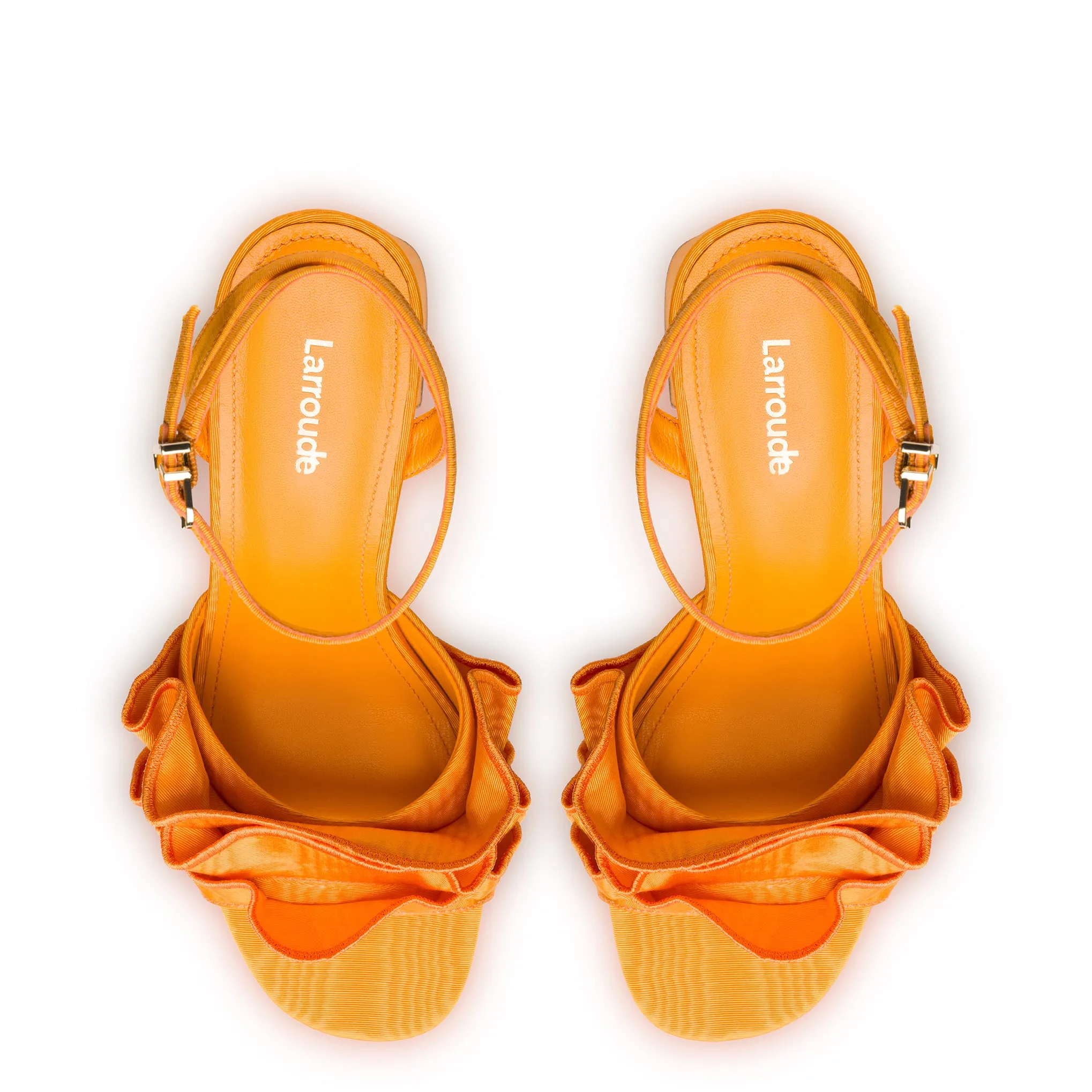 Selena Ruffle Sandal In Mango Fabric sold by Larroude product image thumbnail 3