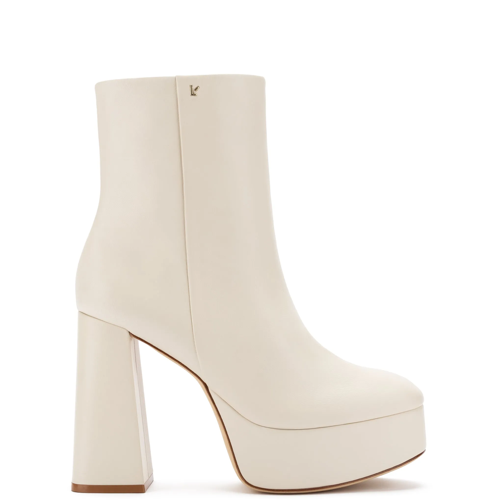 Dolly Boot In Ivory Leather sold by Larroude