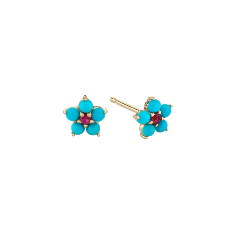 Turquoise and Tourmaline Aurora Studs sold by Larroude