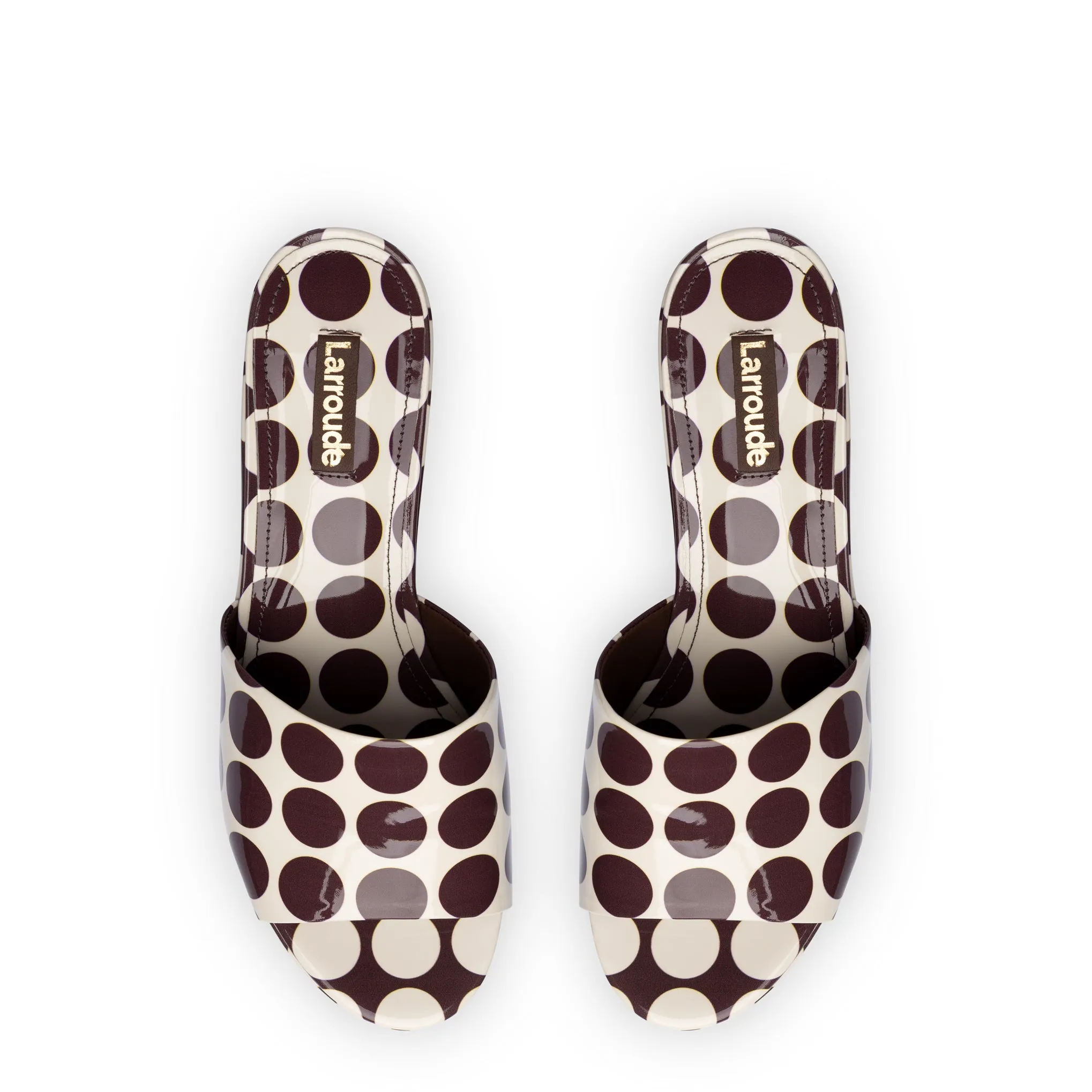 Miso Platform Sandal In Brown Polka Dot Print Patent Leather sold by Larroude product image thumbnail 3