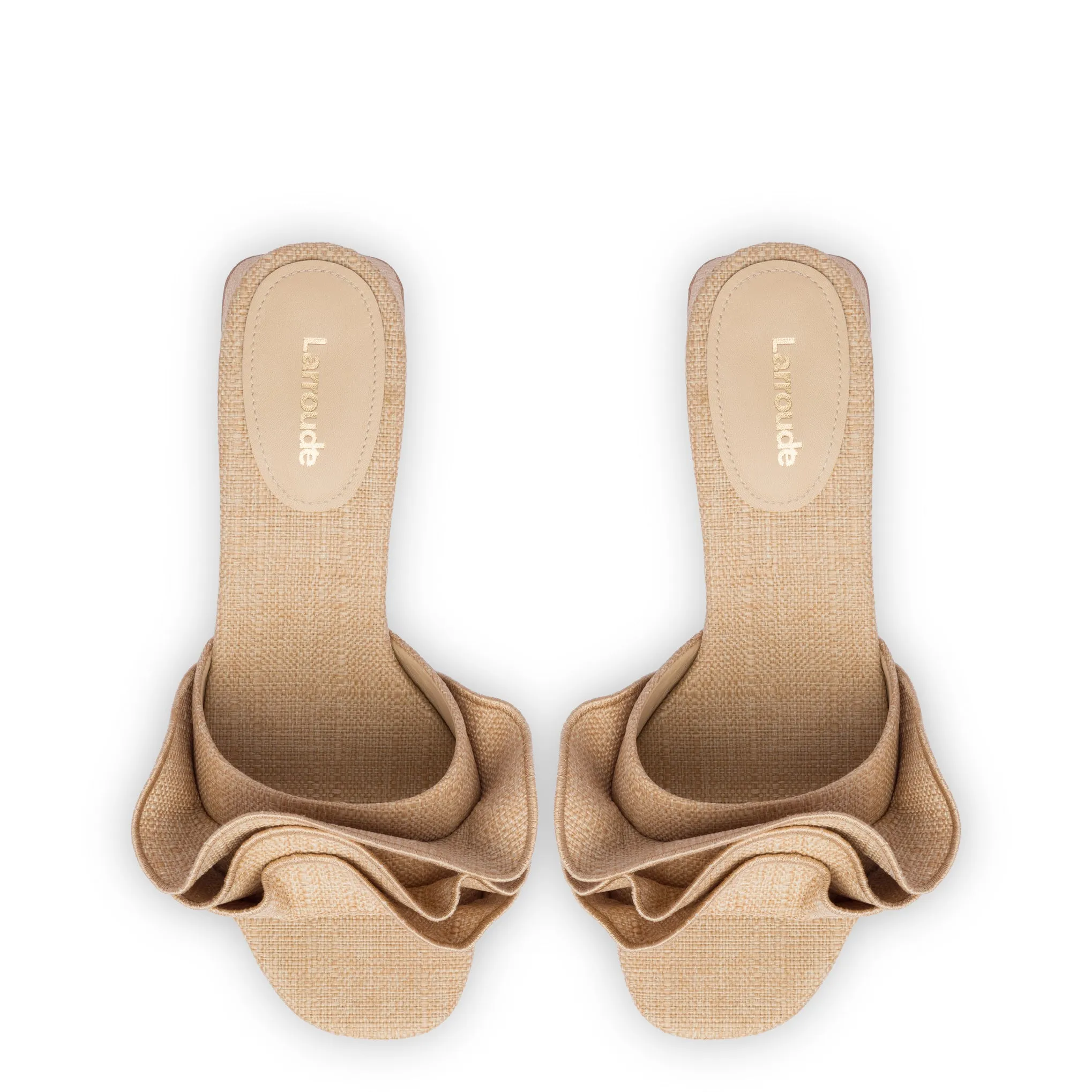 Brigitte Ruffle Mule In Beige Raffia sold by Larroude product image thumbnail 3