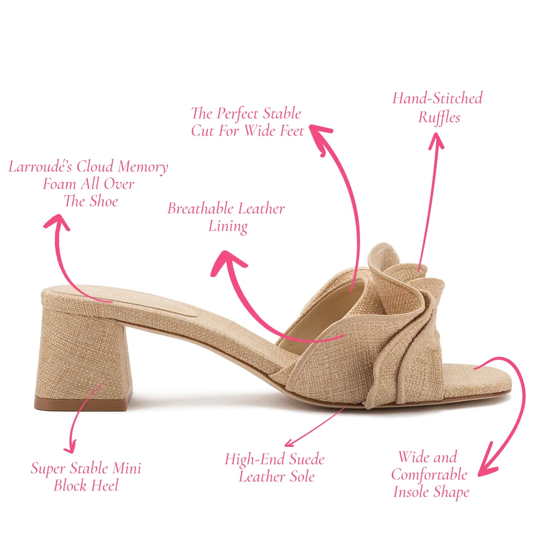 Brigitte Ruffle Mule In Beige Raffia sold by Larroude product image thumbnail 5