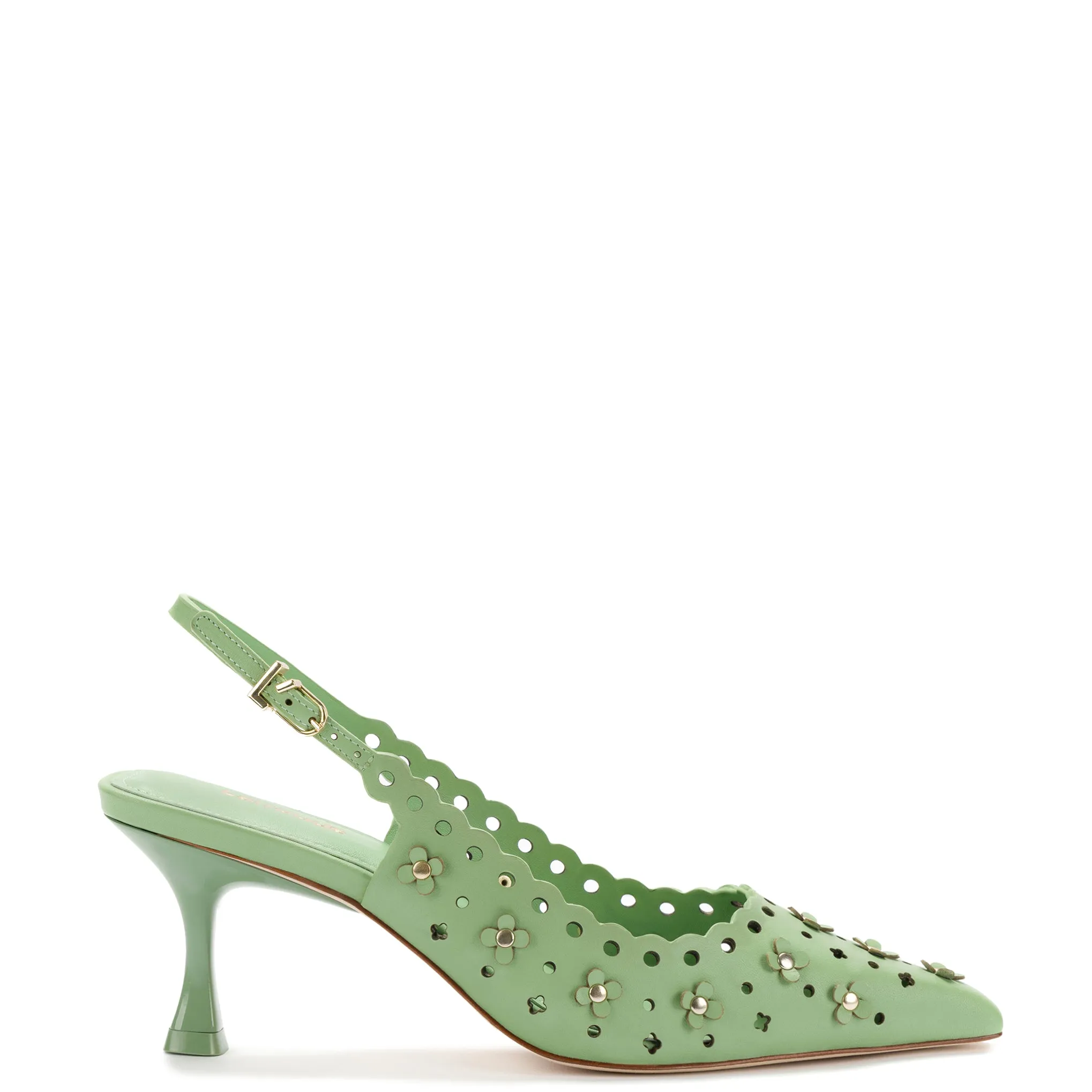 Jasmine Pump In Mint Leather sold by Larroude