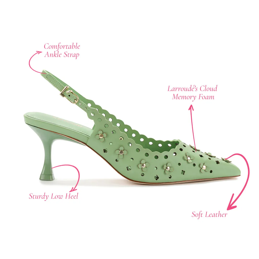 Jasmine Pump In Mint Leather sold by Larroude product image thumbnail 5