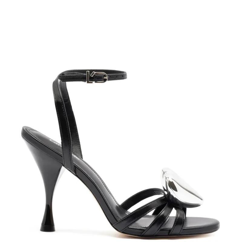 Amore Sandal in Black Leather made by Larroude