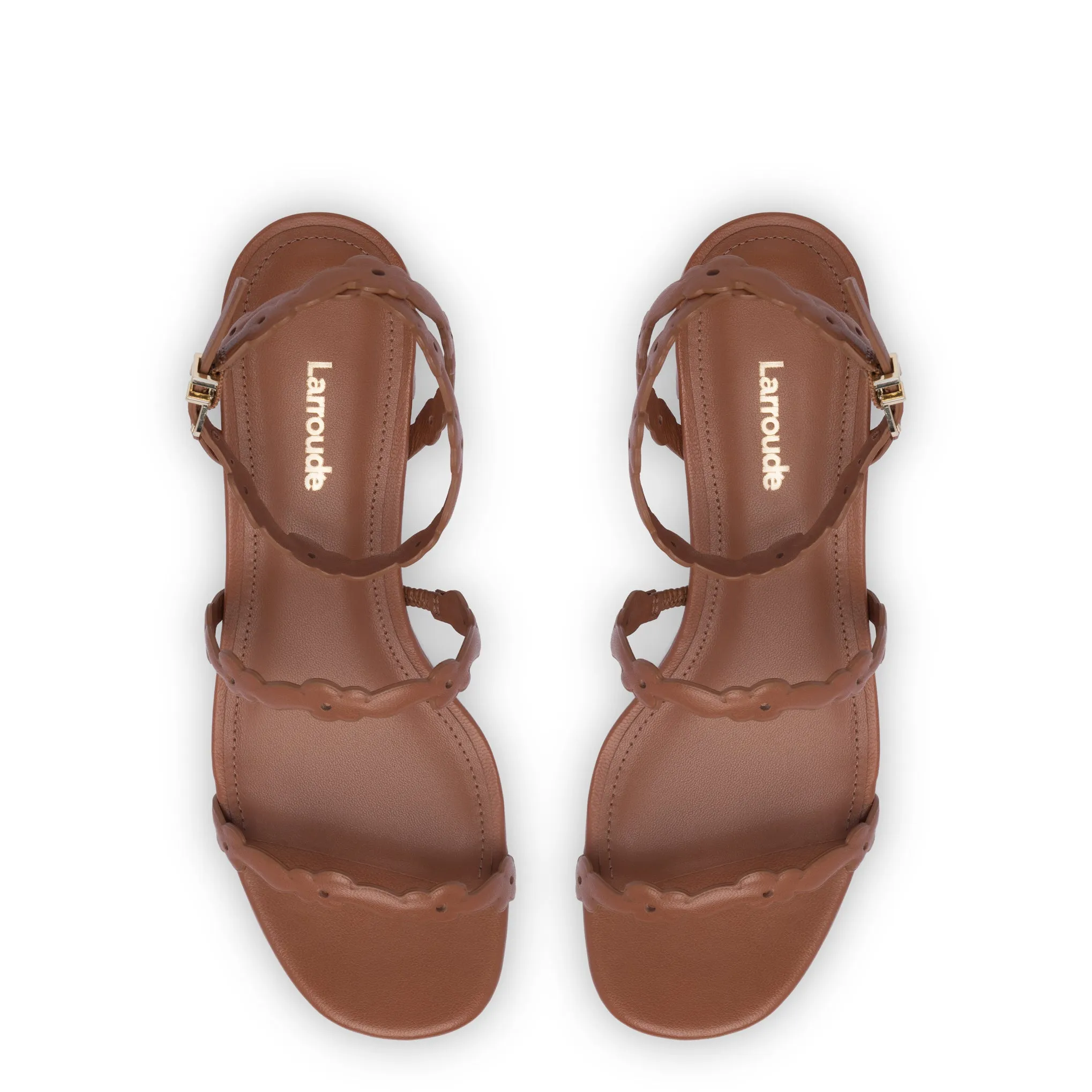 Margherita Block Sandal In Caramel Leather sold by Larroude product image thumbnail 3