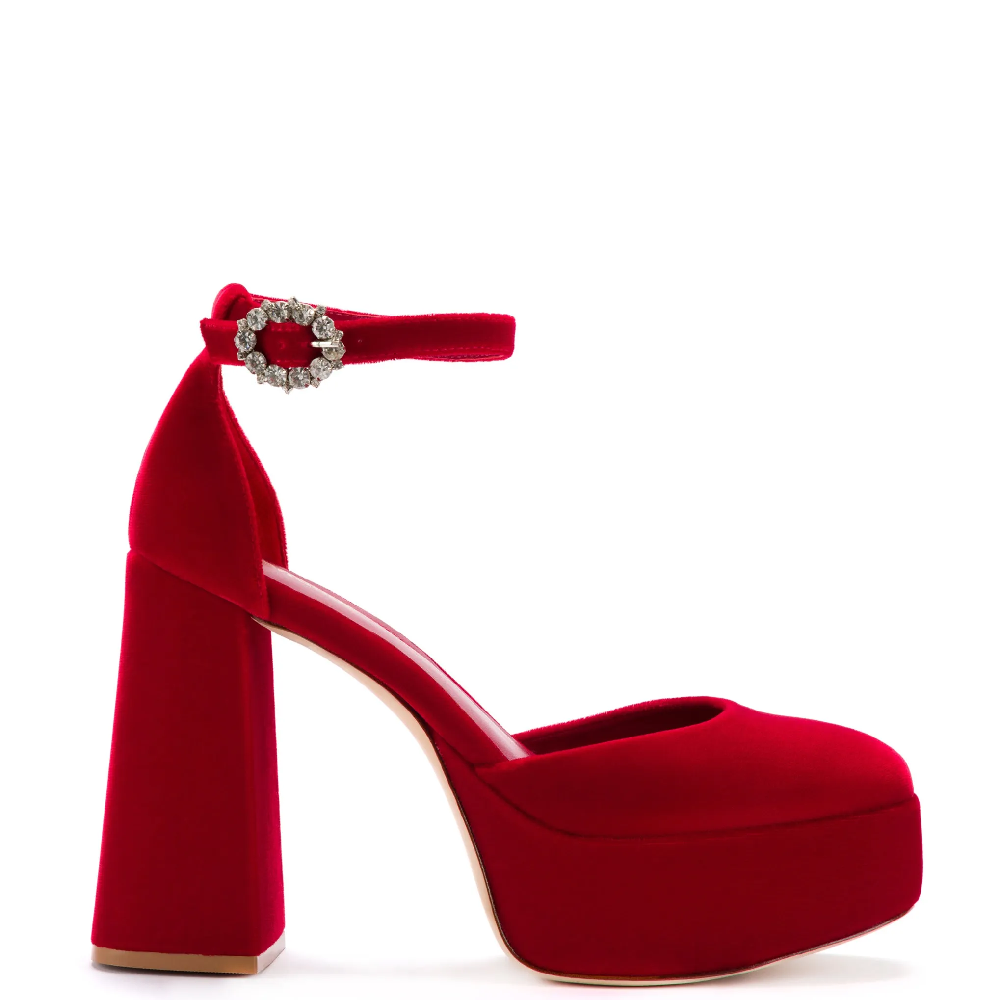 Ari Pump In Rouge Velvet sold by Larroude