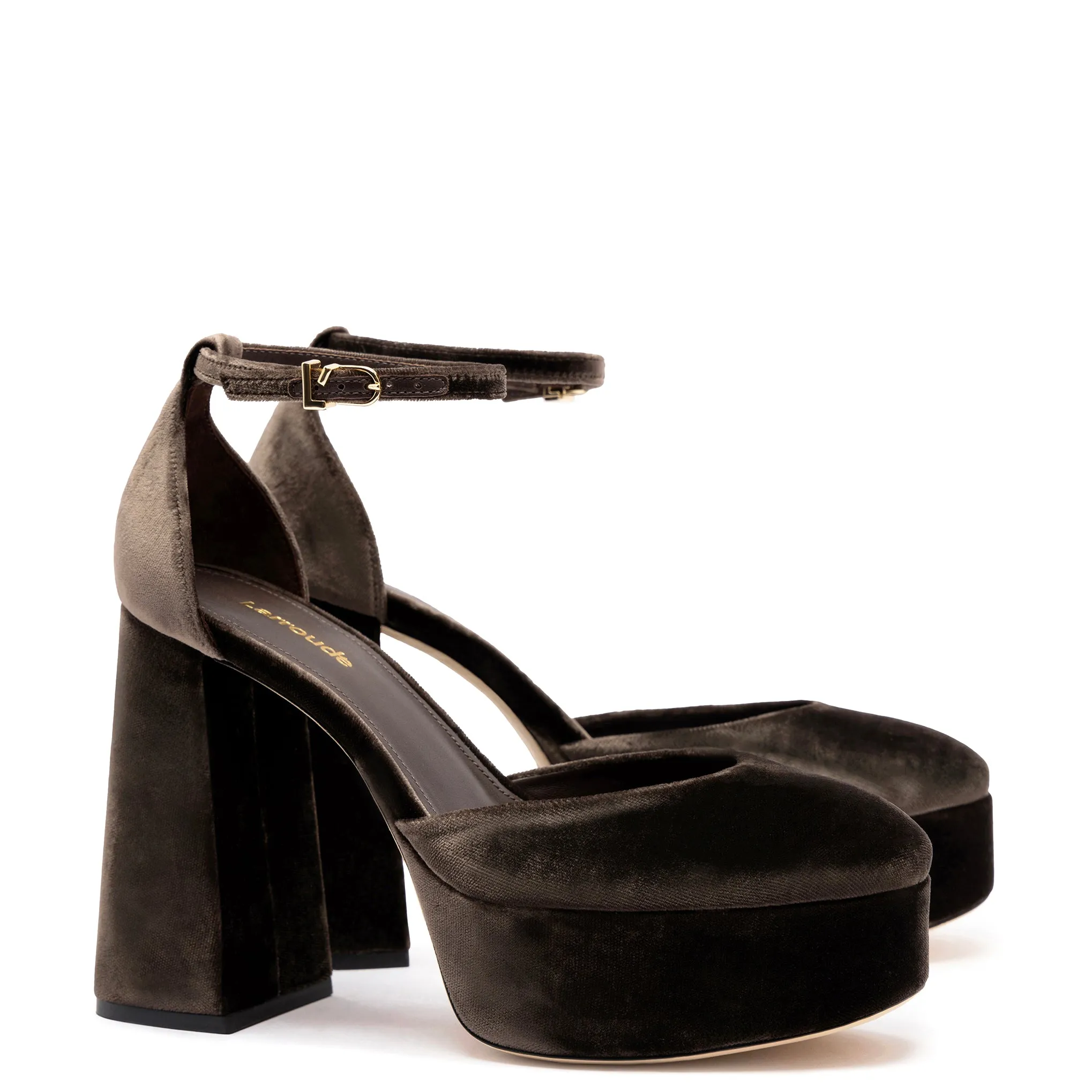 Ari Pump In Expresso Velvet sold by Larroude product image thumbnail 2