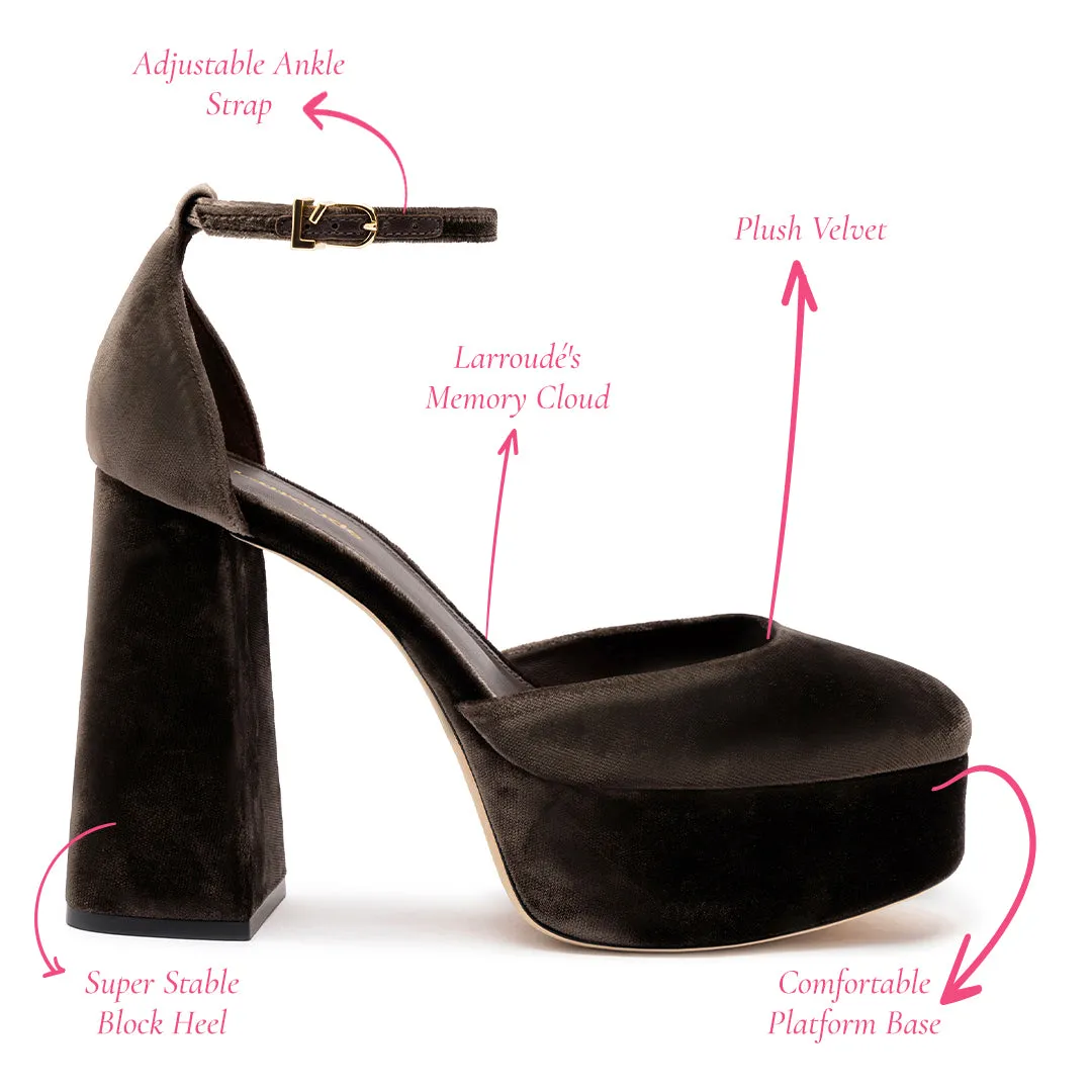 Ari Pump In Expresso Velvet sold by Larroude product image thumbnail 5