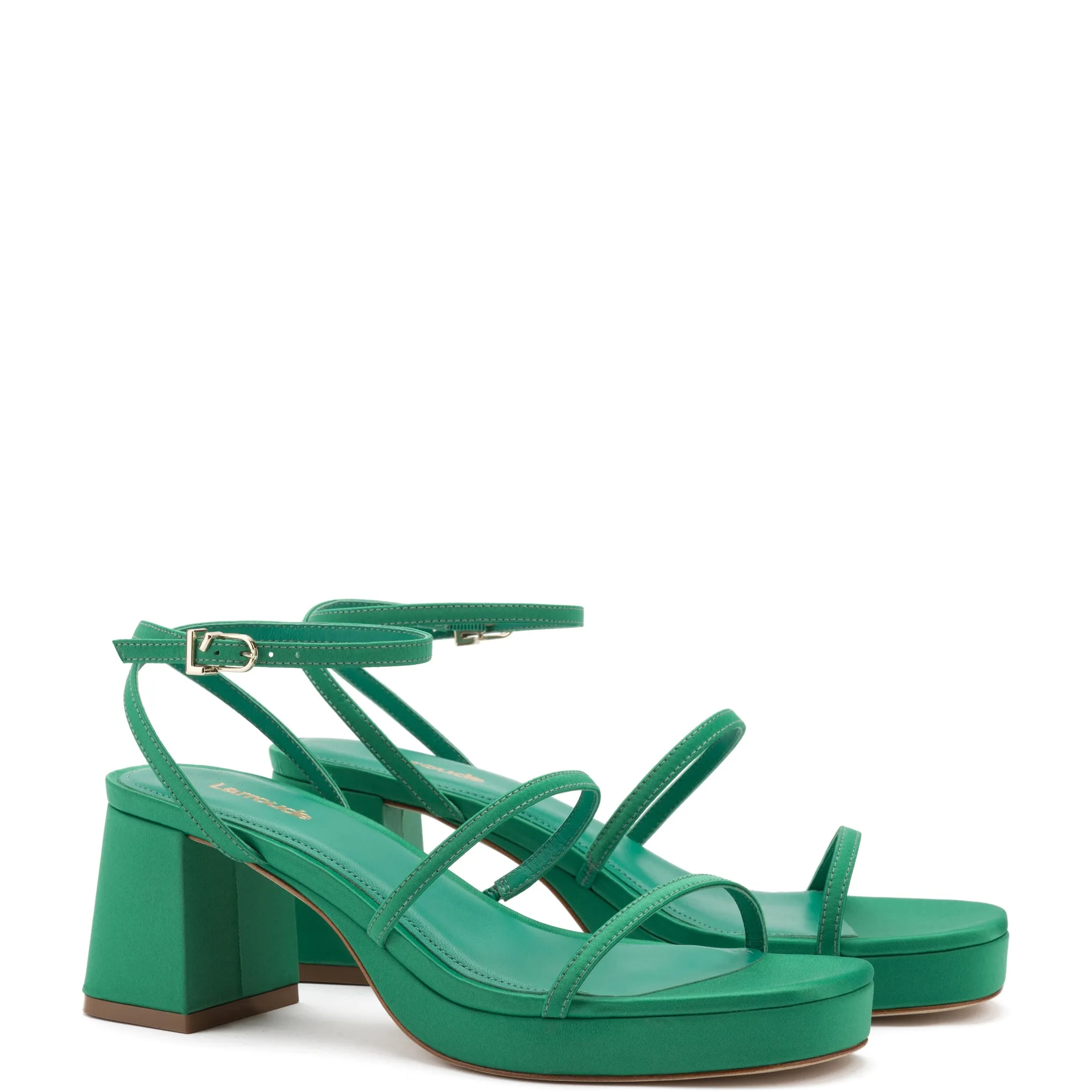 Gio Sandal In Green Satin sold by Larroude product image thumbnail 2