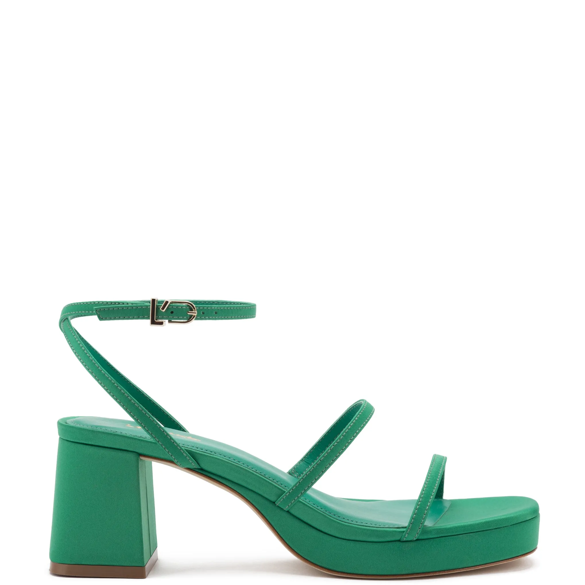 Gio Sandal In Green Satin sold by Larroude