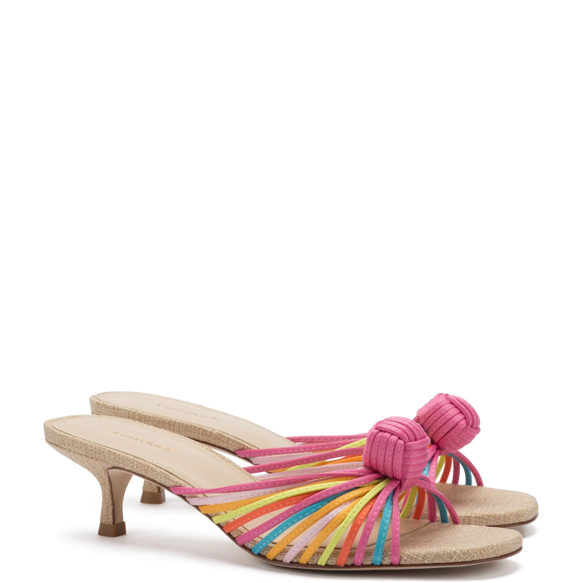 Valerie Mule In Multicolor Satin and Raffia sold by Larroude product image thumbnail 2
