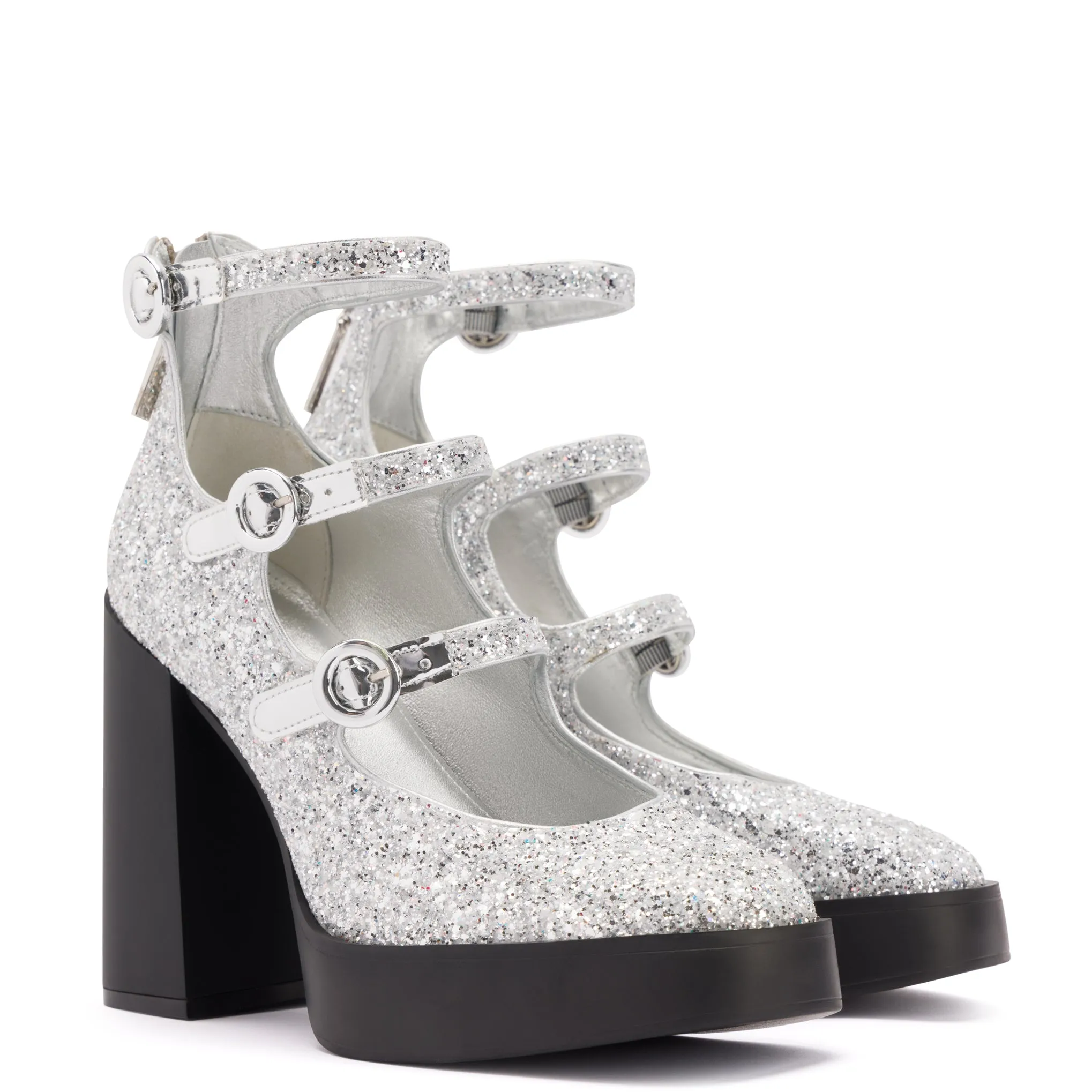 Alexa Pump In Silver Glitter sold by Larroude product image thumbnail 2