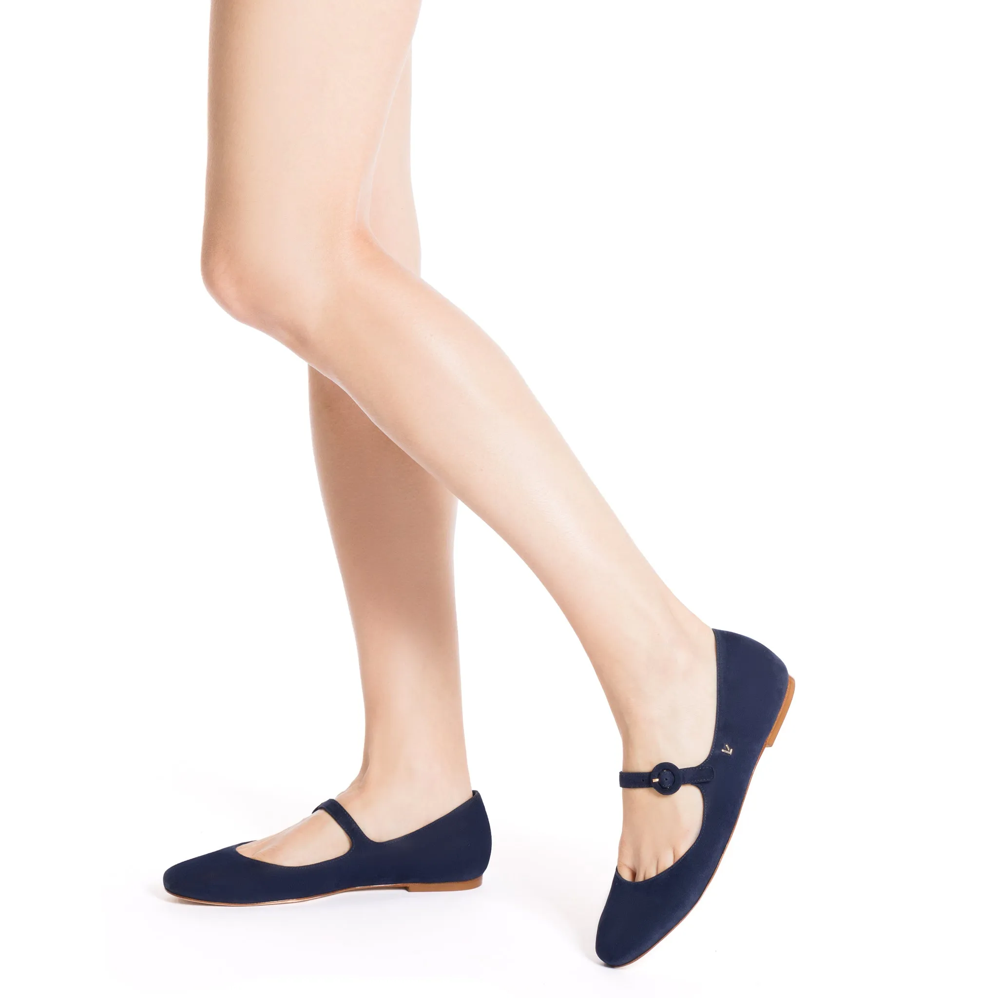 Blair Ballet Flat In Navy Suede sold by Larroude product image thumbnail 4