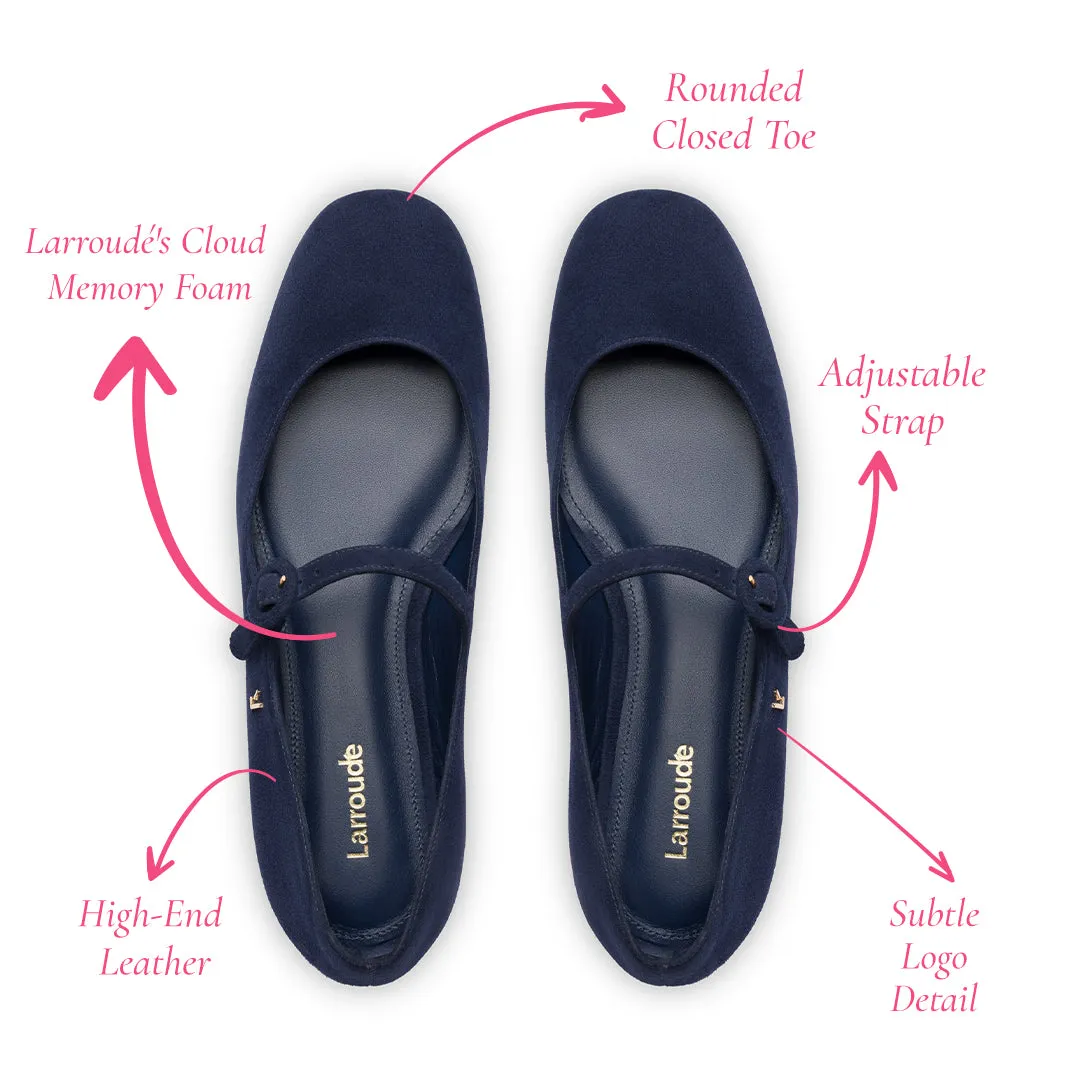 Blair Ballet Flat In Navy Suede sold by Larroude product image thumbnail 5