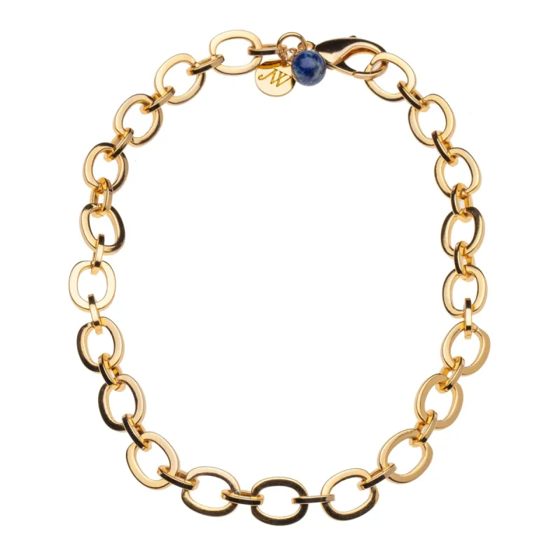 Chunky Link Chain with Lapis Bead sold by Larroude