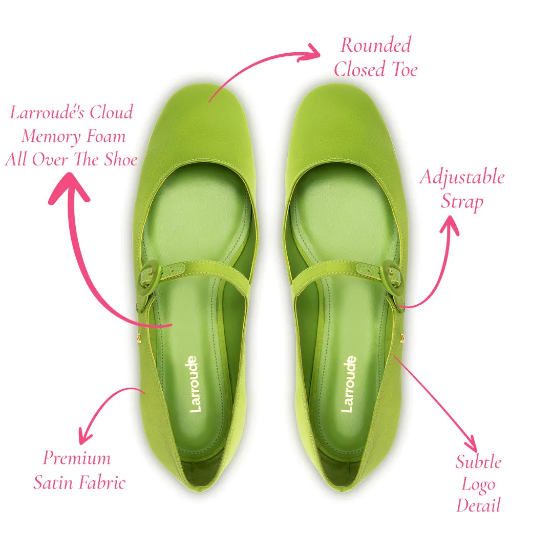 Blair Ballet Flat In Kiwi Satin sold by Larroude product image thumbnail 5