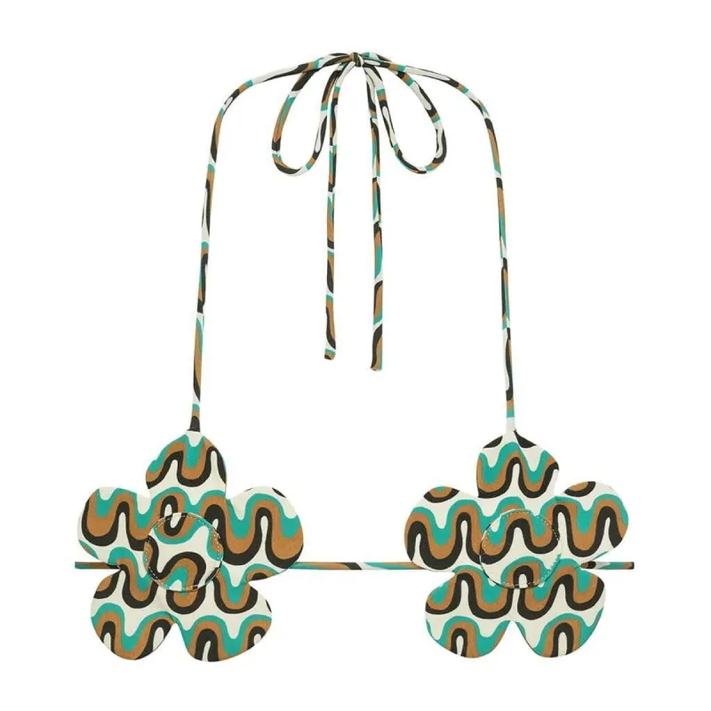 Groovy Binded Flower Bikini Top sold by Larroude