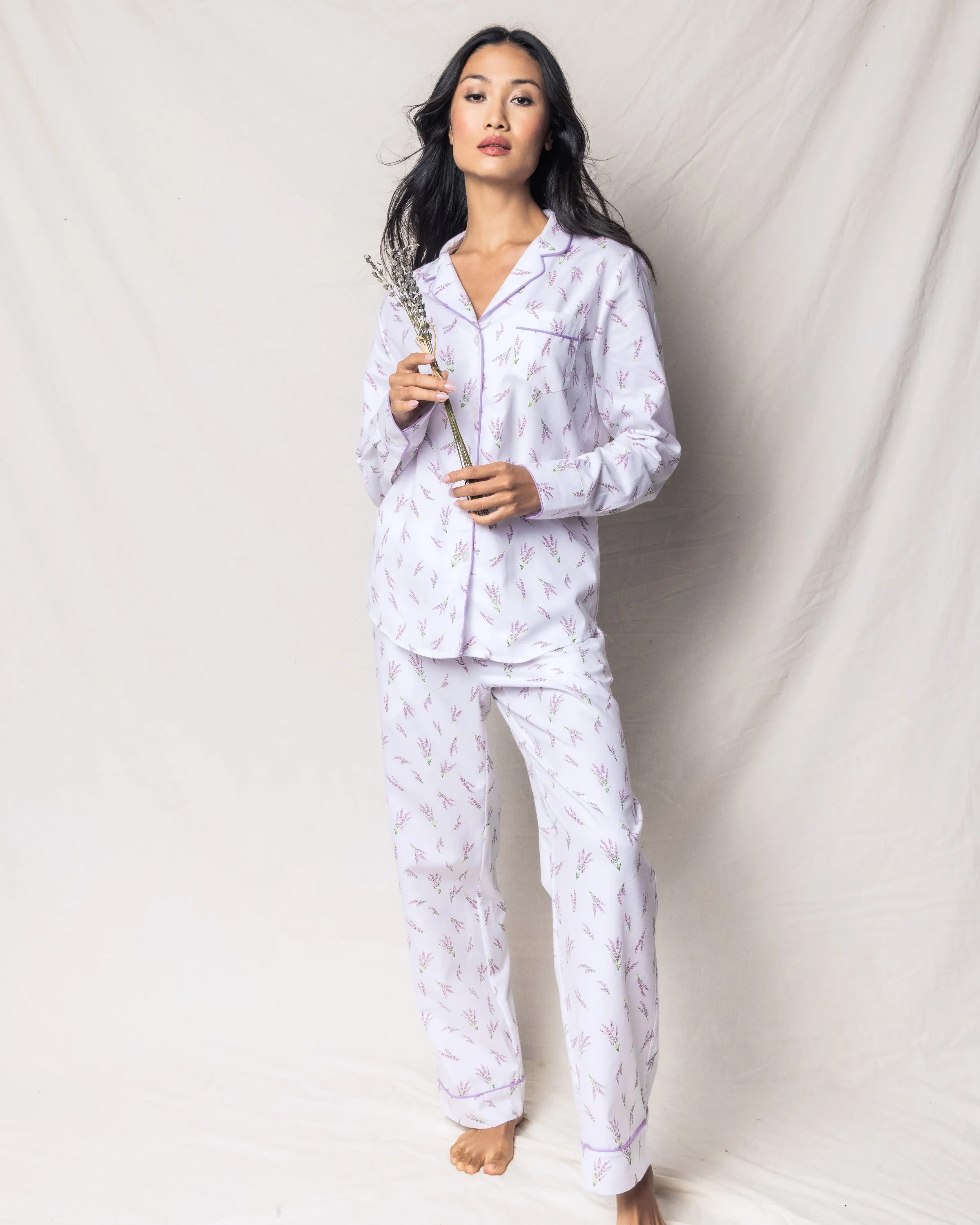 Women's Twill Pajama Set in Fields of Provence sold by Larroude product image thumbnail 2