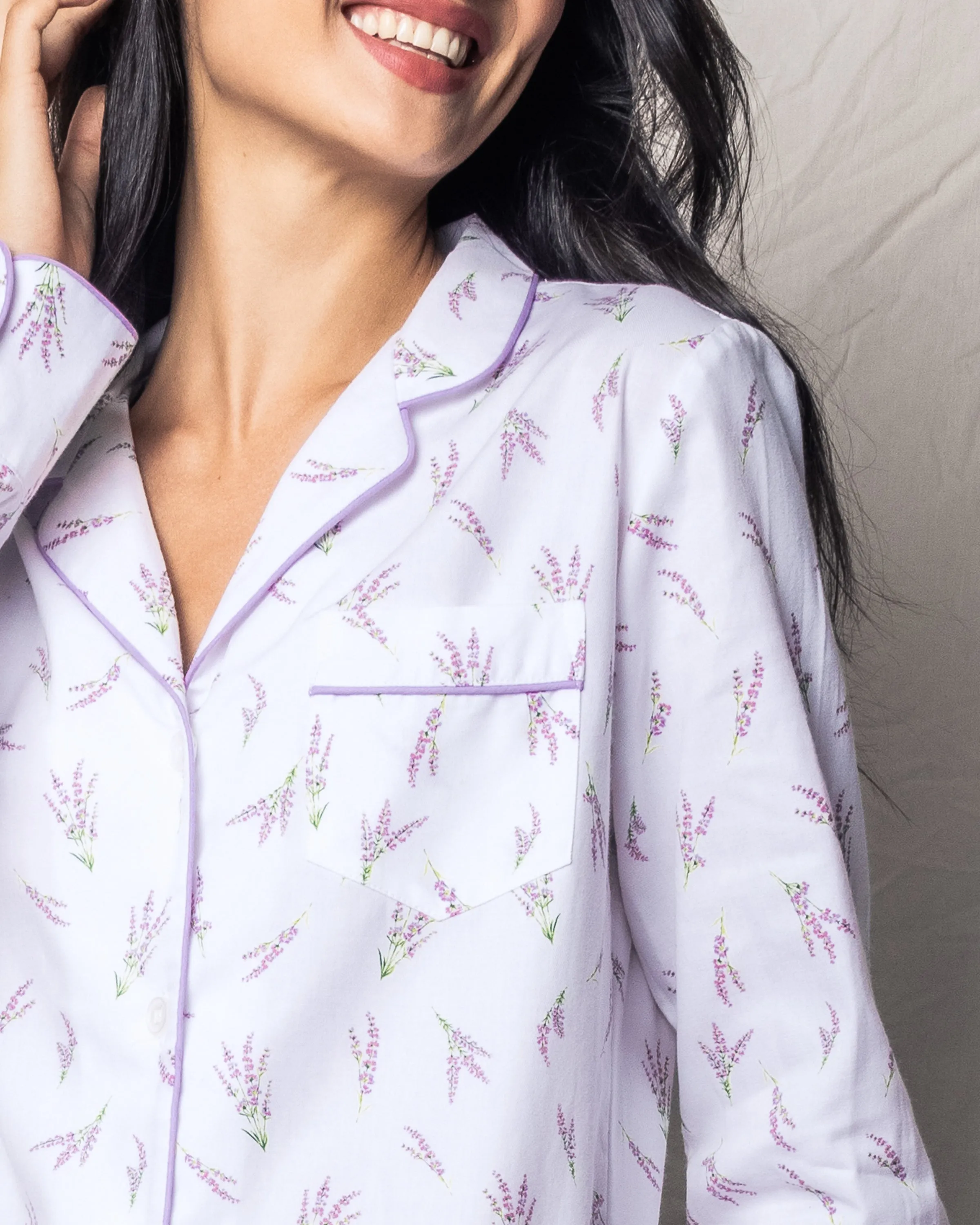Women's Twill Pajama Set in Fields of Provence sold by Larroude product image thumbnail 3