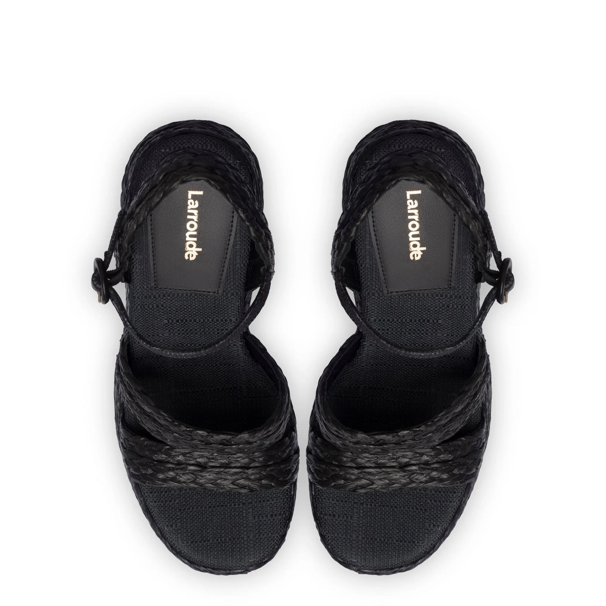 Carmen Platform Sandal In Black Raffia sold by Larroude product image thumbnail 3