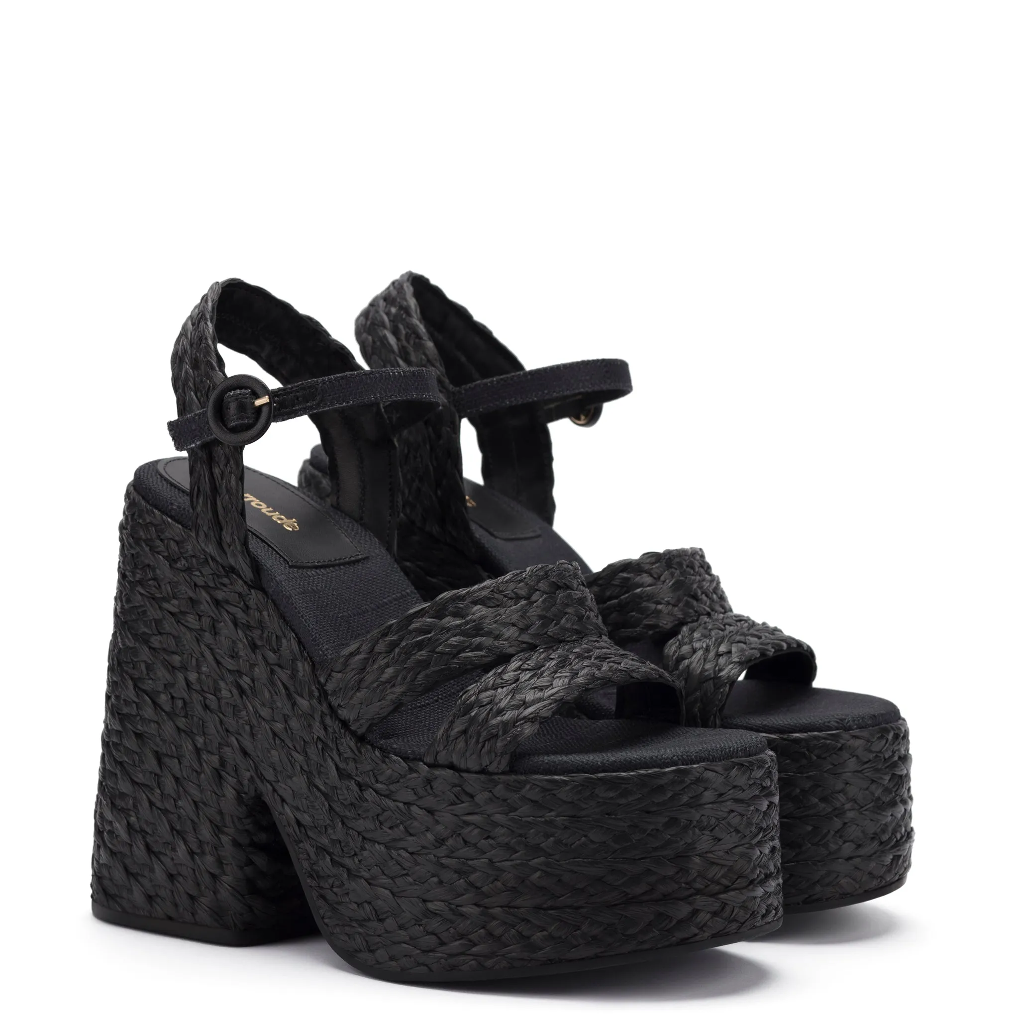 Carmen Platform Sandal In Black Raffia sold by Larroude product image thumbnail 2