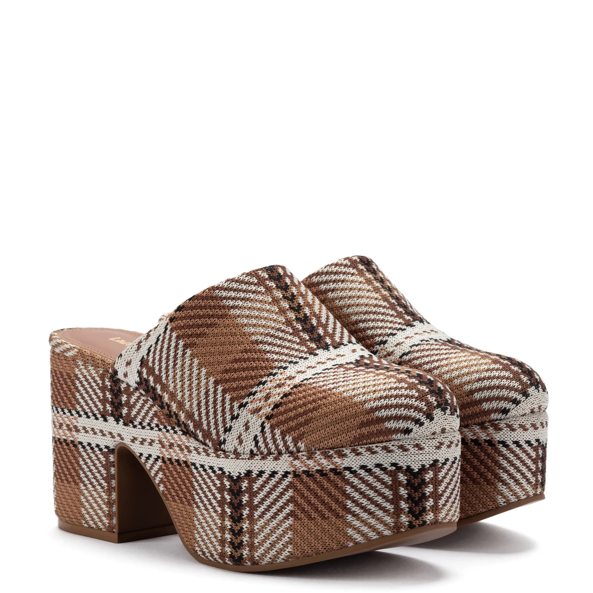 Miso Platform Clog In Caramel Plaid Knit sold by Larroude product image thumbnail 2