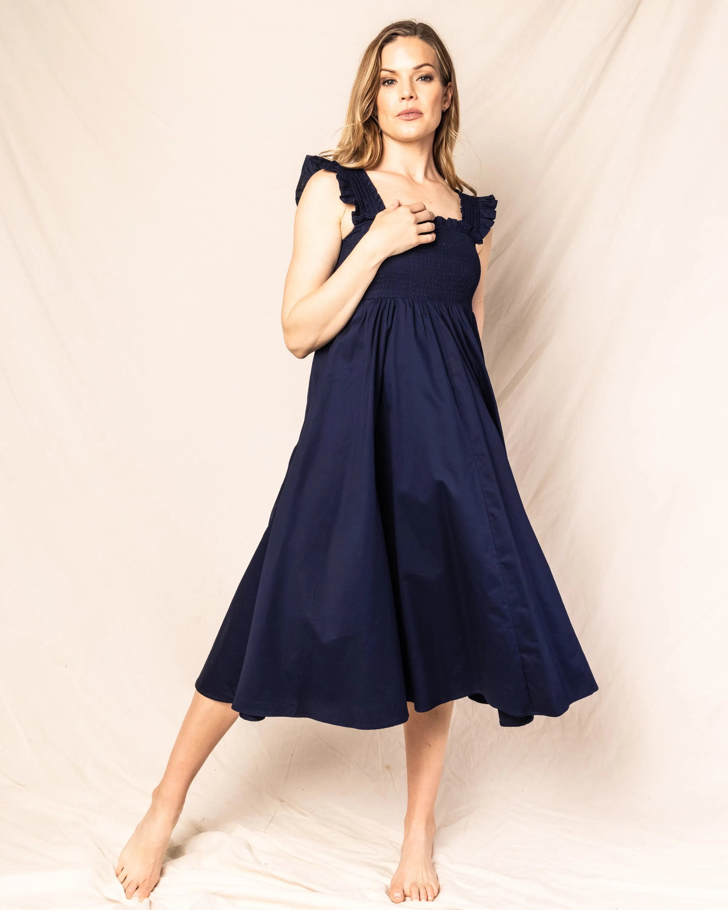 Women's Twill Margaux Dress in Navy sold by Larroude product image thumbnail 2