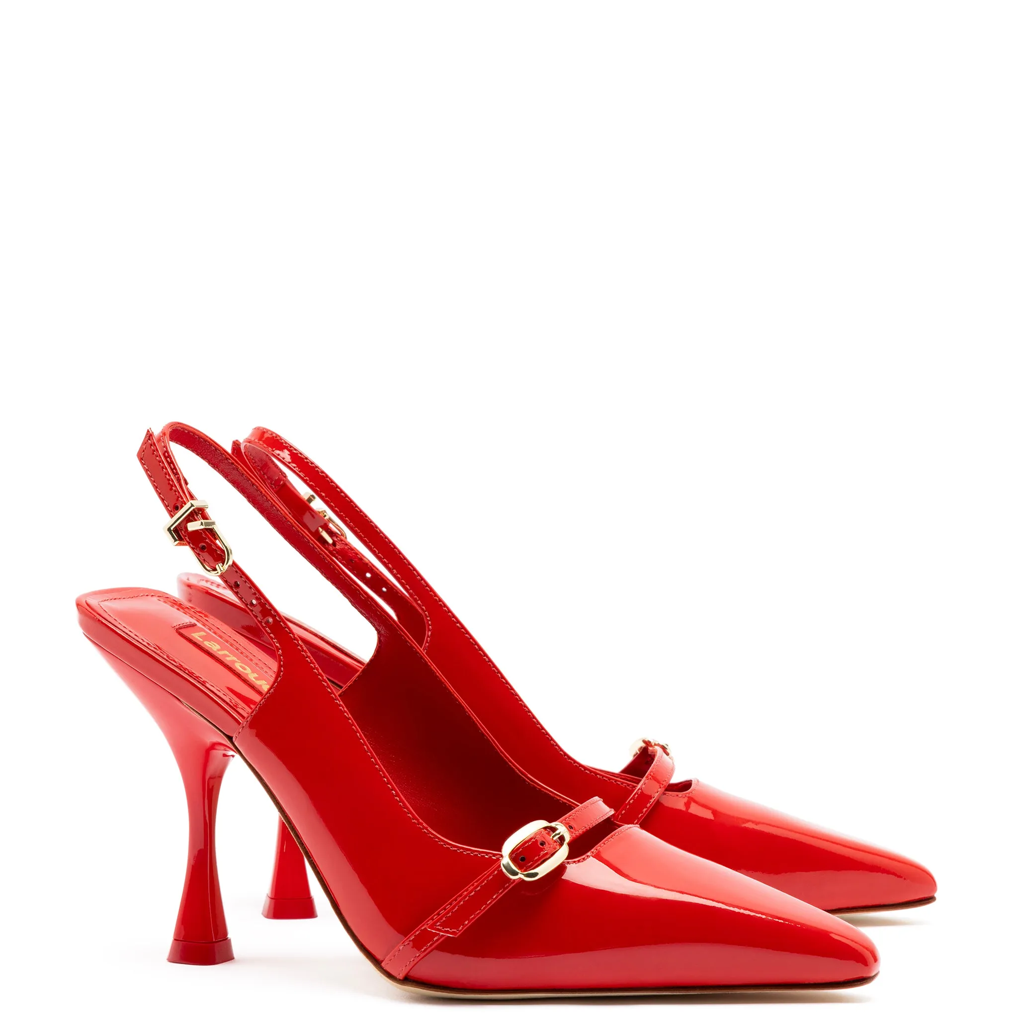 Ines Hi Pump in Scarlet Patent Leather sold by Larroude product image thumbnail 2