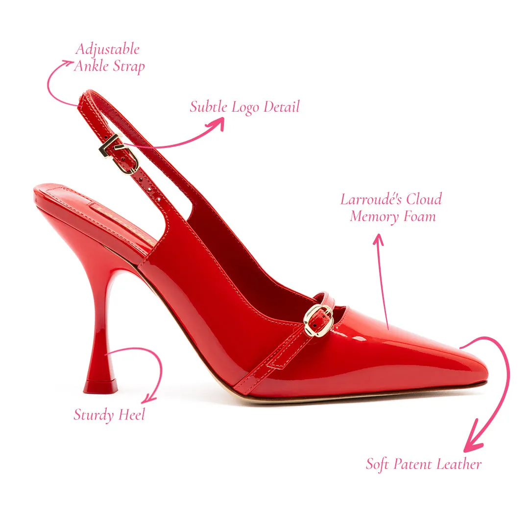 Ines Hi Pump in Scarlet Patent Leather sold by Larroude product image thumbnail 5